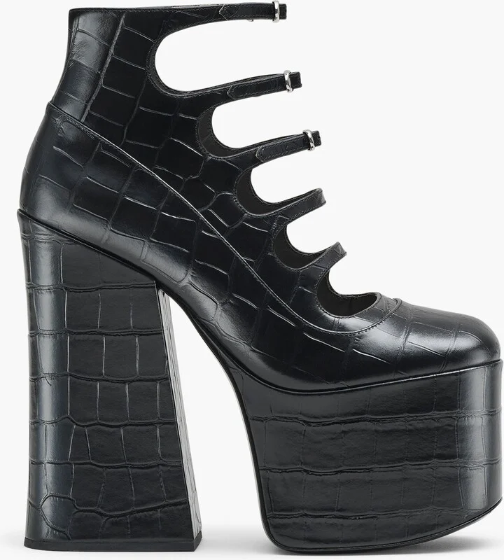 The Croc Embossed Kiki Ankle Boot - Black
