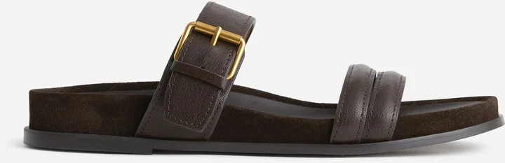 The Dara Double-Strap Slide Sandal in Leather