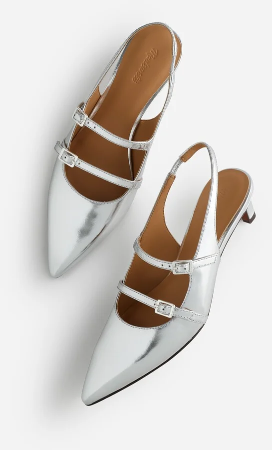 The Davina Slingback Pump in Metallic Leather