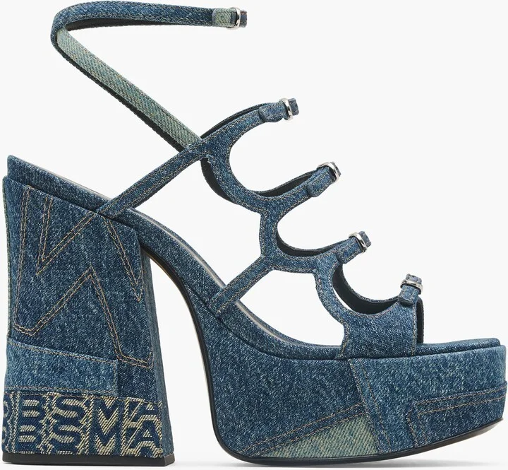 The Deconstructed Denim Kiki Platform Sandal - Indigo Multi