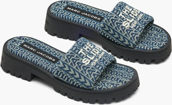 The Denim Monogram Lug Sole Slide - Sun Faded Denim