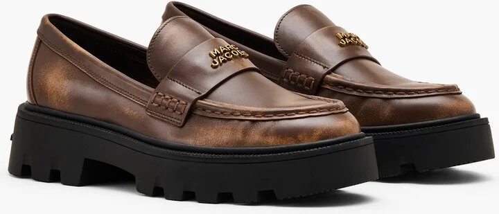 The Distressed Leather Frankie Loafer - Ebony