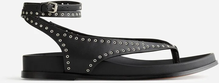The Eleni Ankle-Wrap Thong Sandal in Embellished Leather