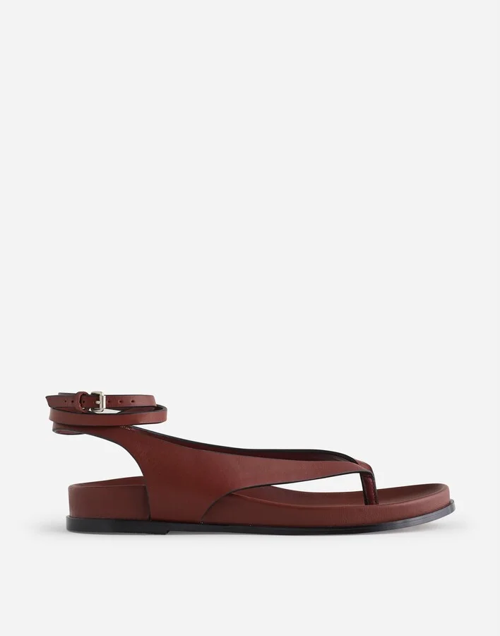 The Eleni Ankle-Wrap Thong Sandal in Leather