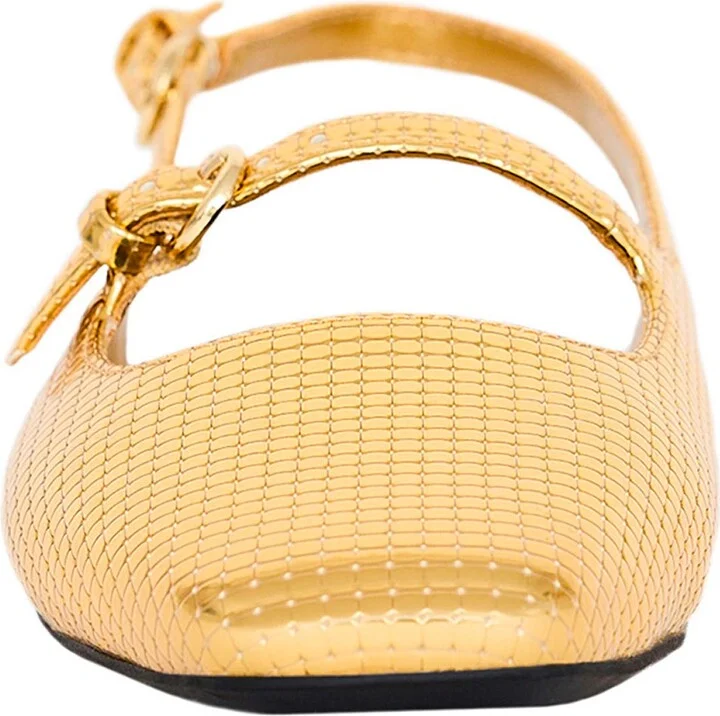 The Evie Lizard Embossed Slingback Flat - Image 4