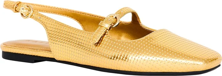 The Evie Lizard Embossed Slingback Flat