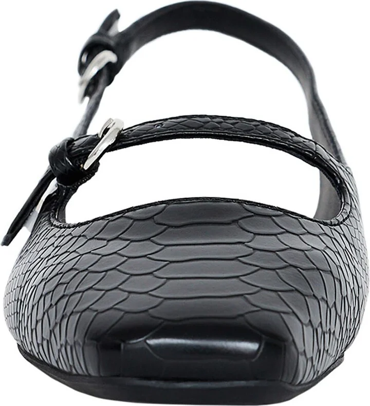 The Evie Snakeskin Embossed Slingback Flat - Image 5