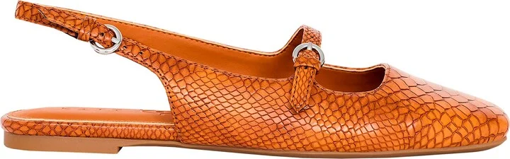 The Evie Snakeskin Embossed Slingback Flat - Image 9