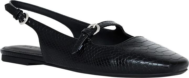 The Evie Snakeskin Embossed Slingback Flat