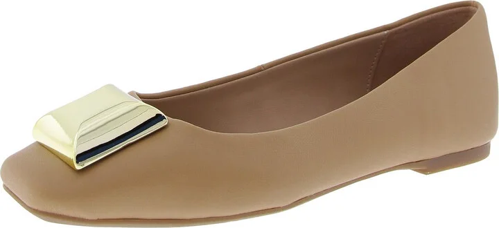 The Evie Stud Womens Embellished Faux Leather Ballet Flats