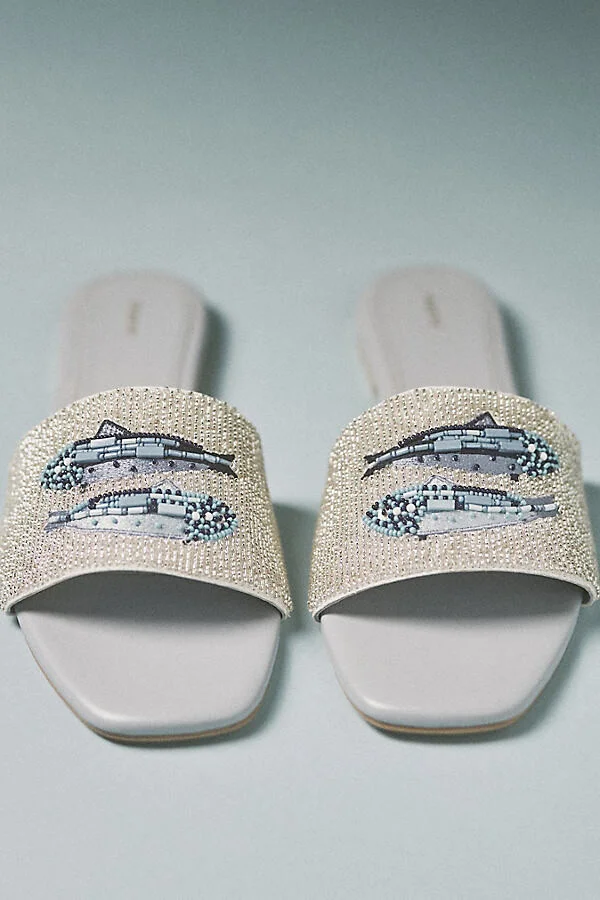 The Fiona Beaded Slide Sandals by Maeve