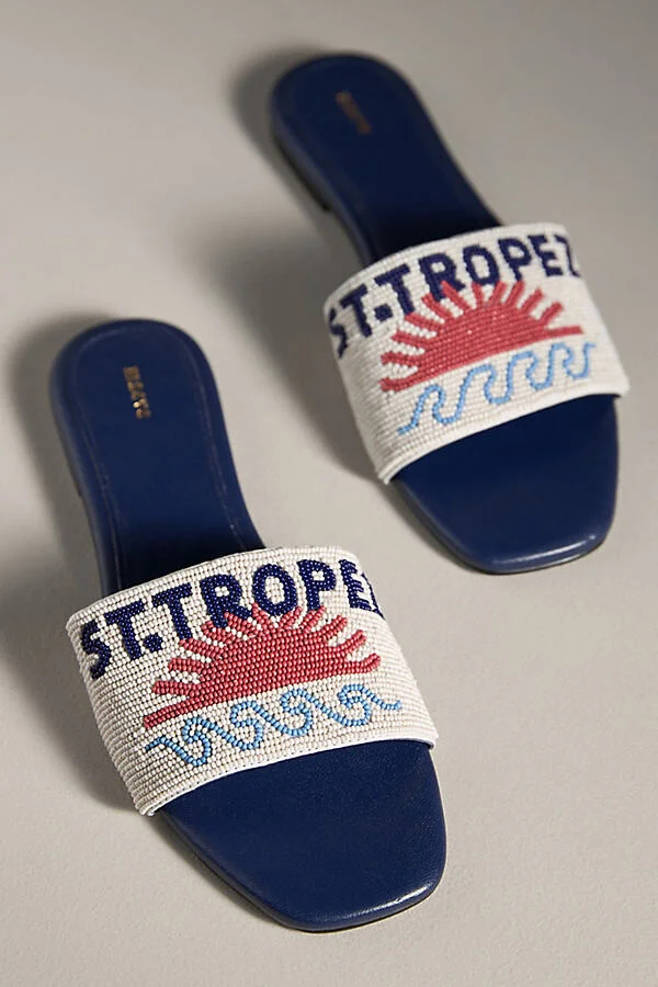 The Fiona Beaded Slide Sandals by Maeve
