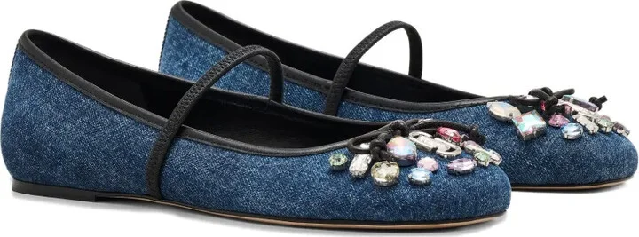 The Gem Denim crystal-embellished ballet flats - Image 2