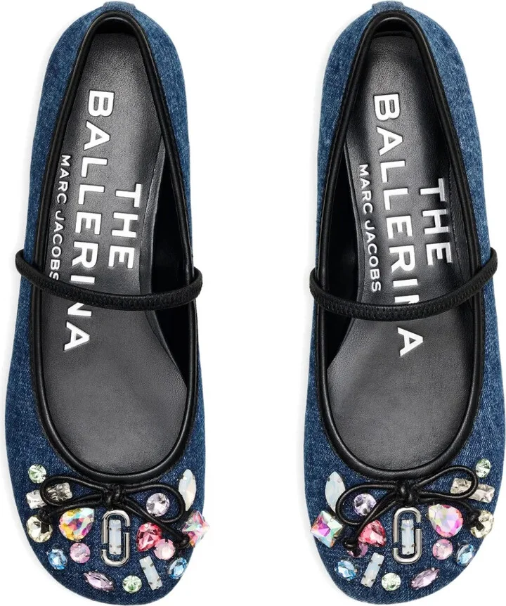The Gem Denim crystal-embellished ballet flats - Image 3