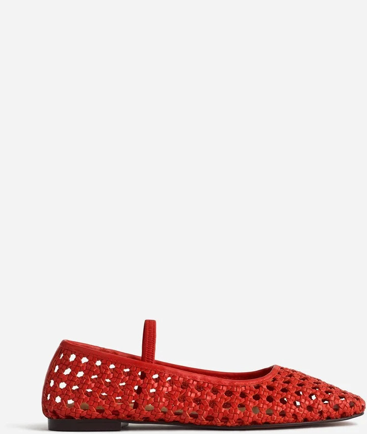 The Greta Ballet Flat in Open-Weave Leather