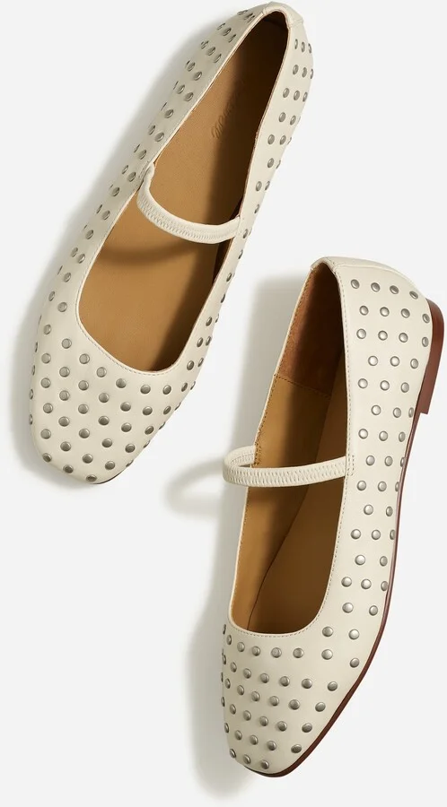 The Greta Ballet Flat in Stud-Embellished Leather