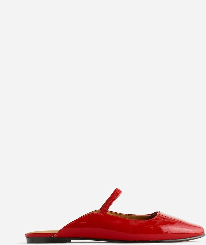 The Greta Ballet Flat Mule in Patent Leather