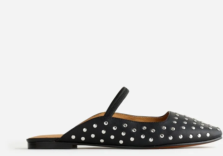 The Greta Ballet Flat Mule in Studded Leather