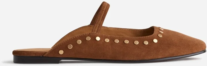 The Greta Ballet Flat Mule in Studded Suede