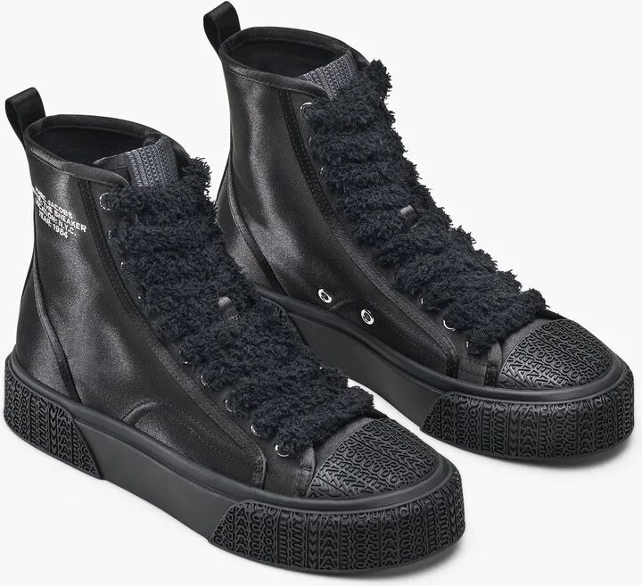 The High Top Satin Sneaker - Black