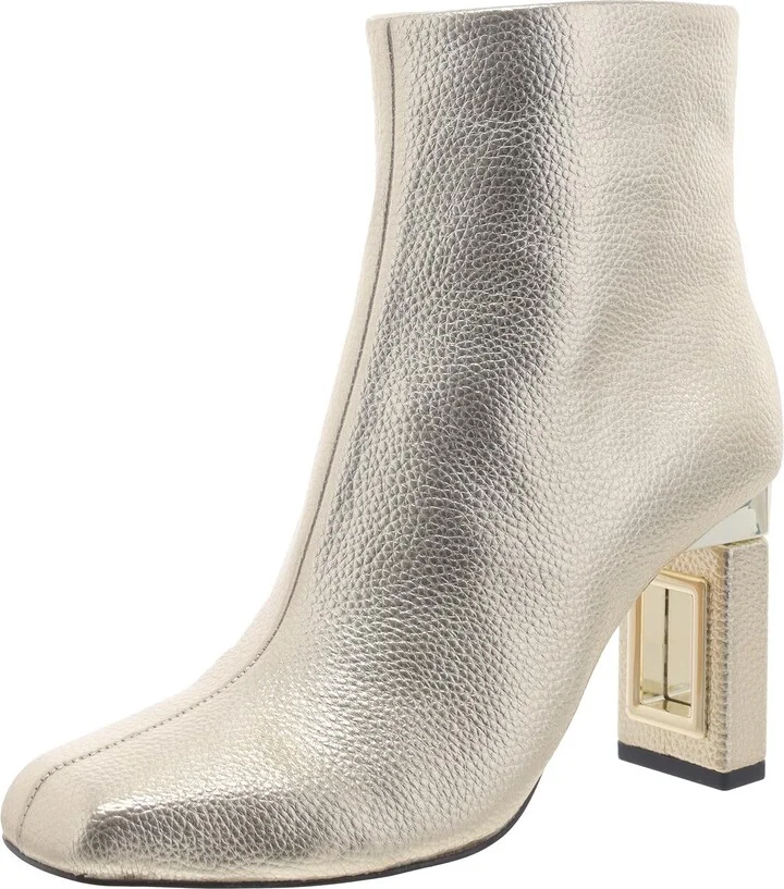 THE HOLLOW HEEL BOOTIE Womens Faux Leather Square Toe Ankle Boots