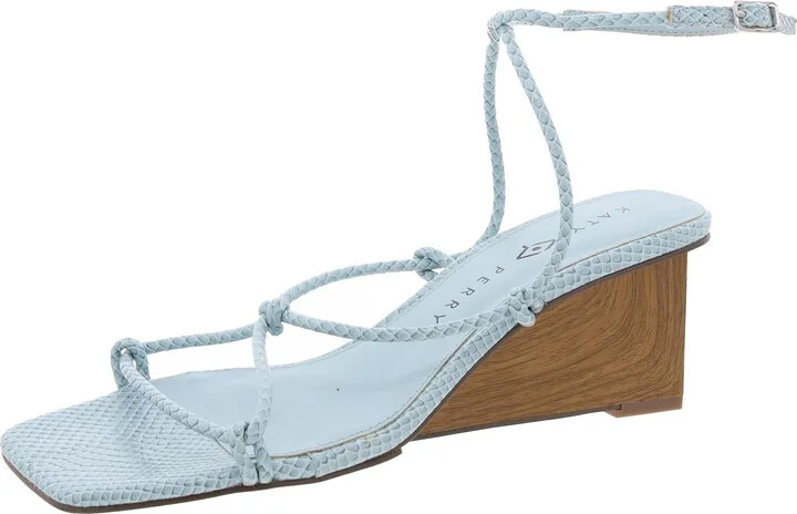The Irisia Strappy Womens Faux Leather Ankle Strap Wedge Sandals