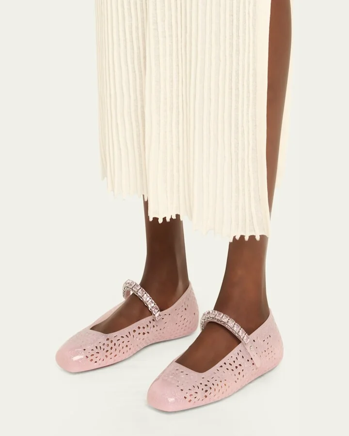 The Jelly Glitter Crystal-Strap Ballerina Flats - Image 3