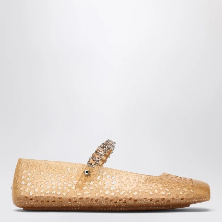 The Jelly transparent beige ballet flats with crystals