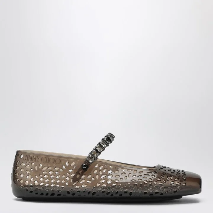 The Jelly transparent black ballet flats with crystals