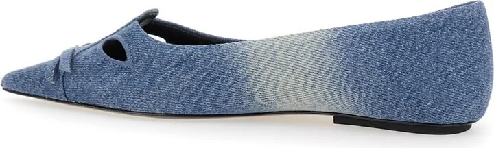 'the Kat' Blue Ballerinas With Cut-out Detail And Bow On The Front In Cotton Woman - Image 3