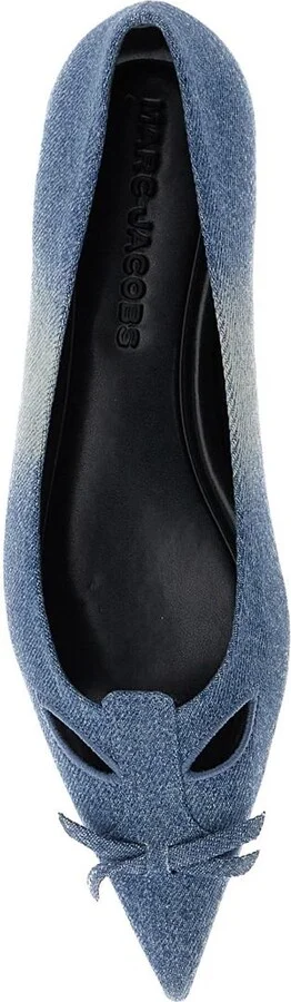 'The Kat' Blue Ballerinas With Cut-Out Detail And Bow On The Front In Cotton Woman - Image 4