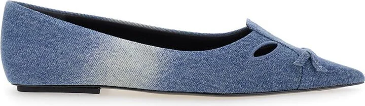 'The Kat' Blue Ballerinas With Cut-Out Detail And Bow On The Front In Cotton Woman