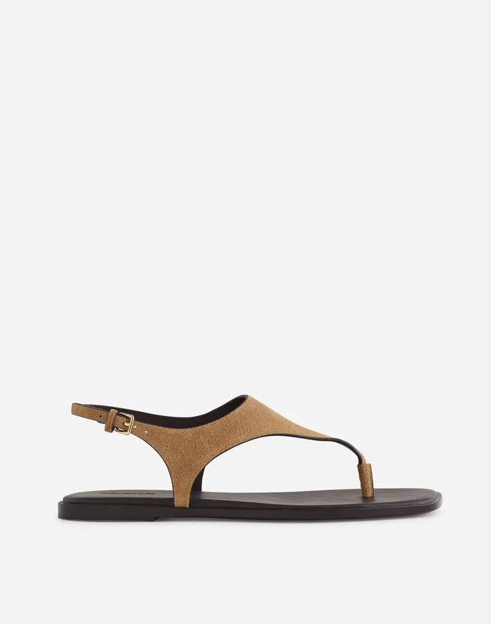 The Kira Covered Thong Sandal in Suede
