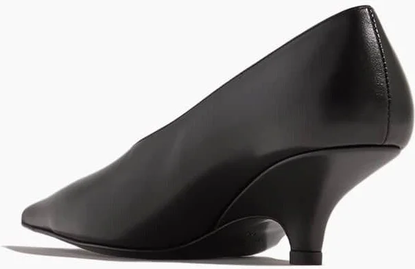 The Leather Wedge-Heel Pump in Black - Image 3