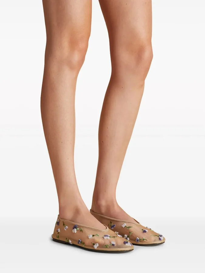 The Marcy floral-embroidered ballerina shoes - Image 4