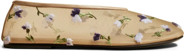 The Marcy floral-embroidered ballerina shoes