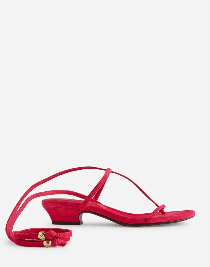 The Maycie Lace-Up T-Strap Sandal in Suede