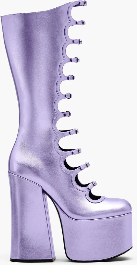 The Metallic Kiki Knee High Boot - Lilac