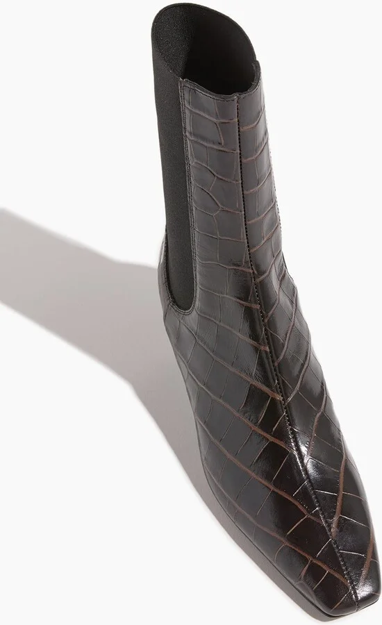 The Mid Heel Boot in Dark Brown Croco - Image 4