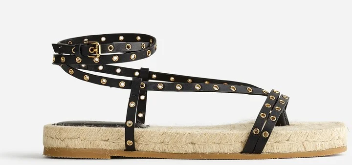 The Mira Espadrille Thong Sandal in Embellished Leather