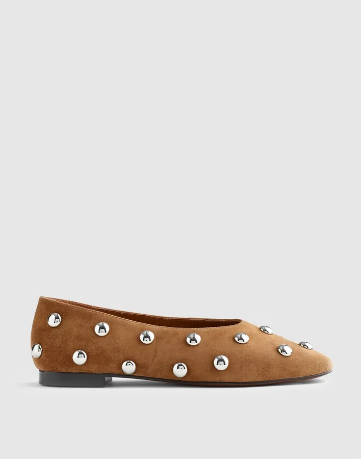 The Mylie Ballet Flat in Studded Suede