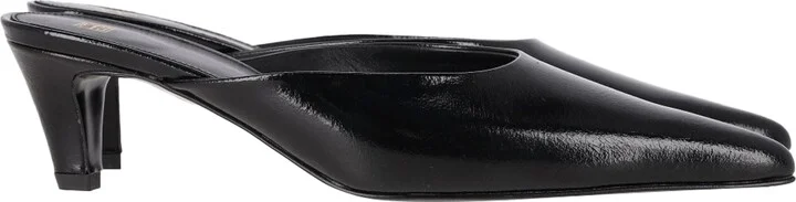The Patent 55 Pointed Mules in Black Calf Leather