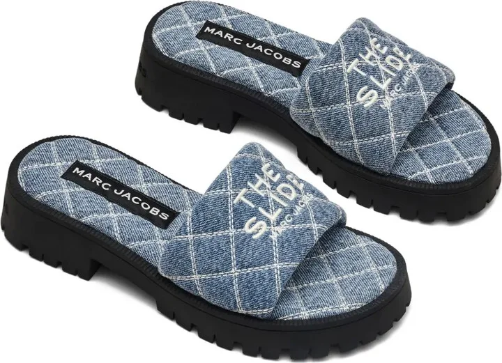 The Quilted denim slides - Image 2