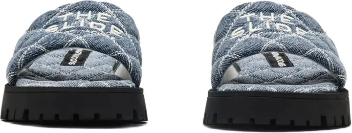 The Quilted denim slides - Image 4