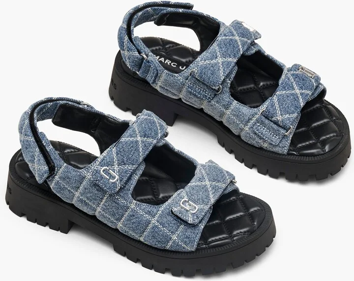 The Quilted Denim Sunny Sandal - Light Wash Indigo