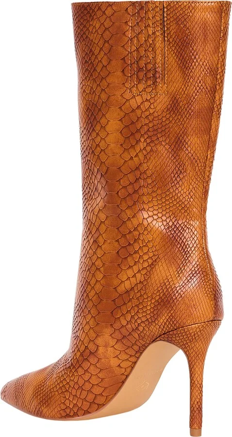 The Revival Snakeskin Embossed Pointed Toe Mid Calf Boot - Image 3