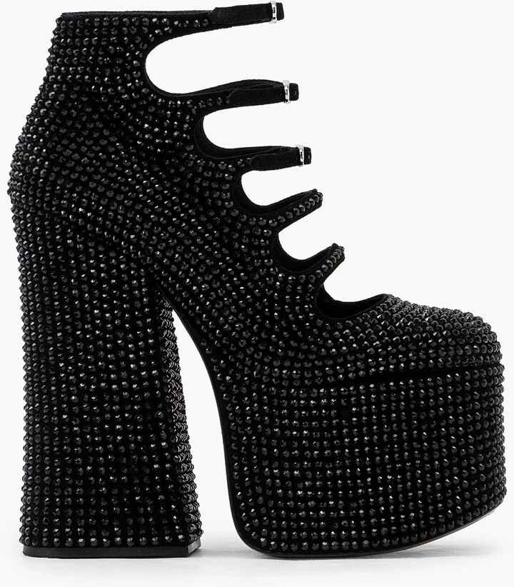 The Rhinestone Kiki Ankle Boot - Black/black