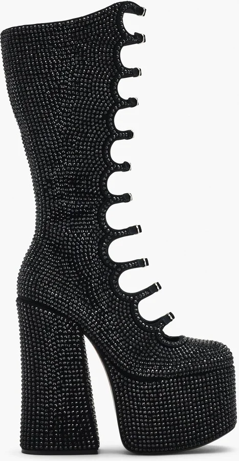The Rhinestone Kiki Knee - Black/black