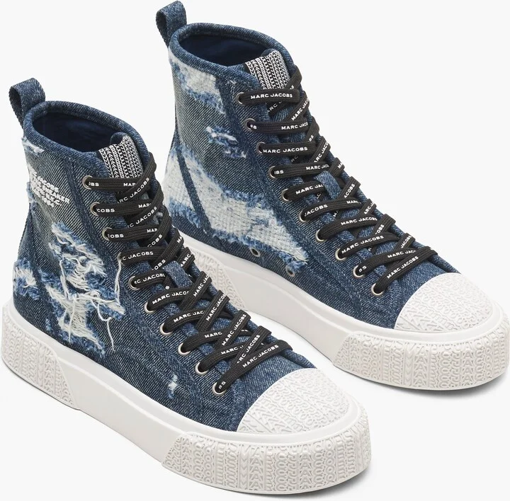 The Rip And Repair Denim High Top Sneaker - Punk Indigo