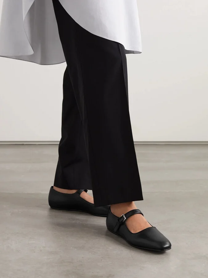 The Row - Ava Leather Mary Jane Ballet Flats - Black - Image 2